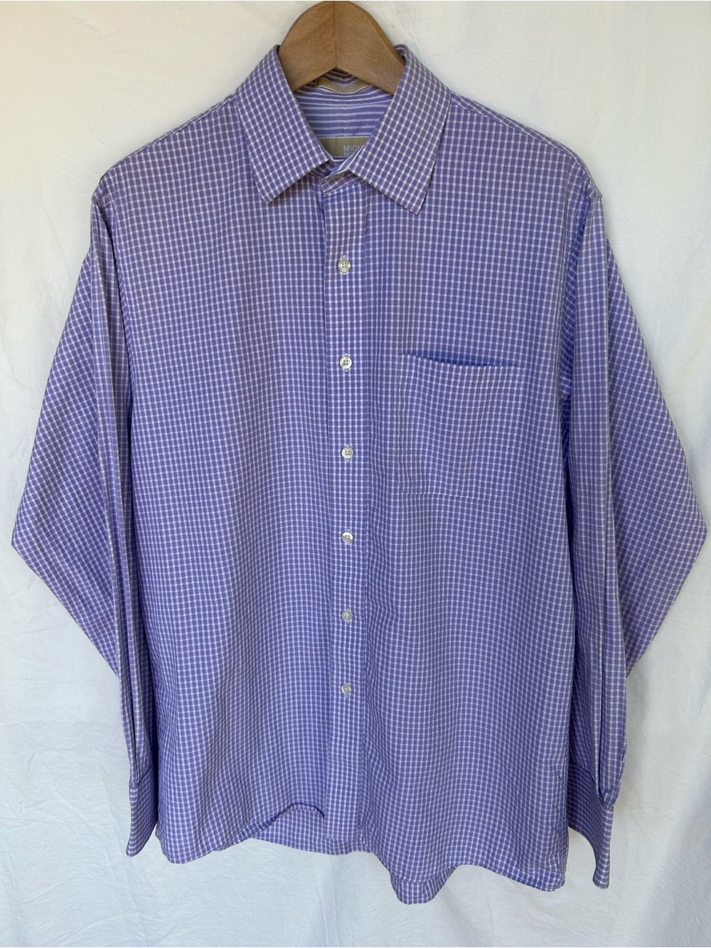 Michael Kors Classic Purple Gingham Men's Dress Shirt Size Large
